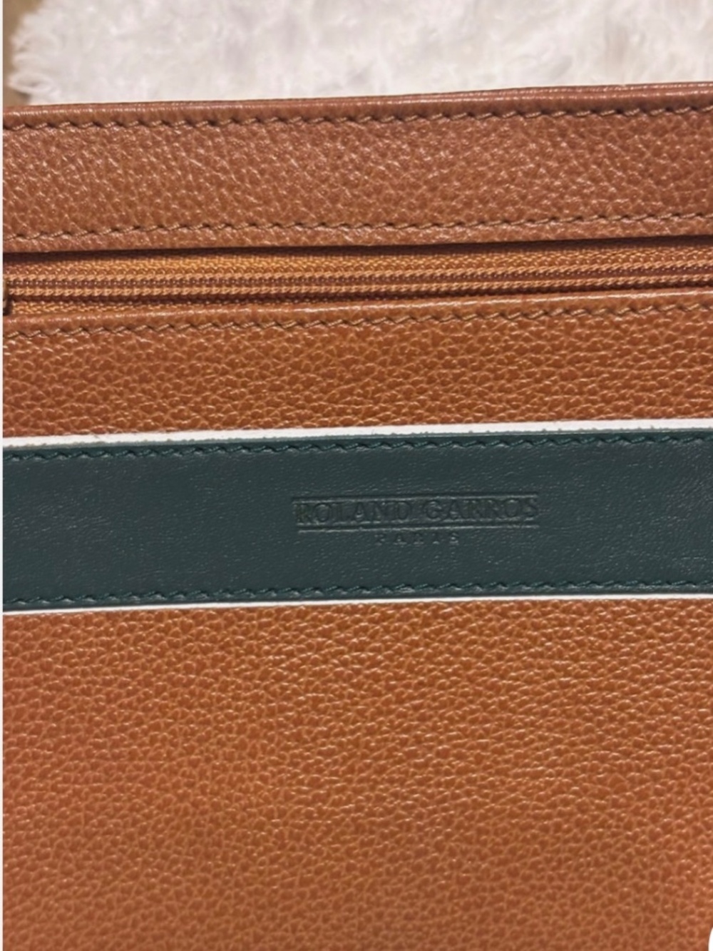Rolland Garros Le Tanneur Leather Belt Bag Tan/Green - Picture 5 of 10
